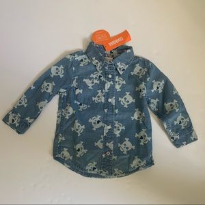 NEW Gymboree Chambray Skull Shirt 18-24